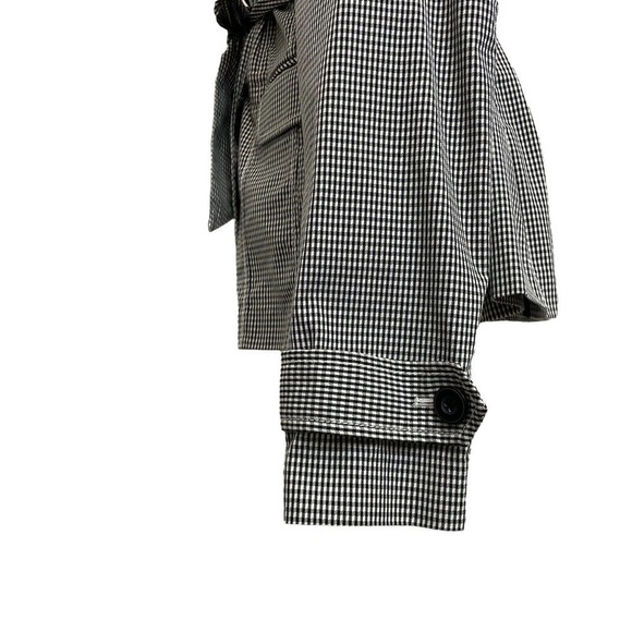 Halogen Black & White Plaid Jacket Short Belted Waist Coat - Picture 5 of 12